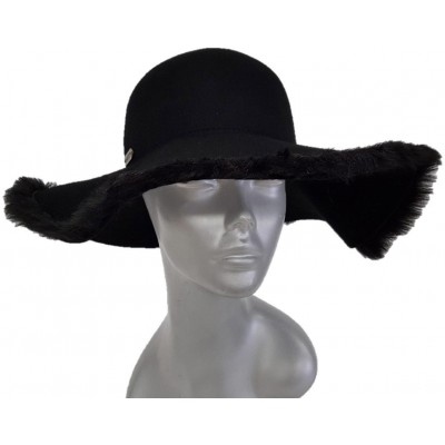 's Fall Winter Hat 100% Wool Felt Floppy Fedora Wide Brim Casual Hats Black  eb-57252194